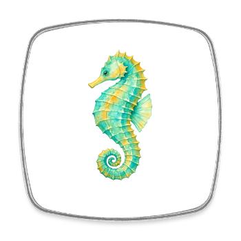Watercolor Seahorse - Square fridge magnet - white - Front