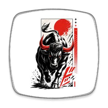 Bull Bull Anime Manga Style japonais - Magnet carré - blanc - Devant
