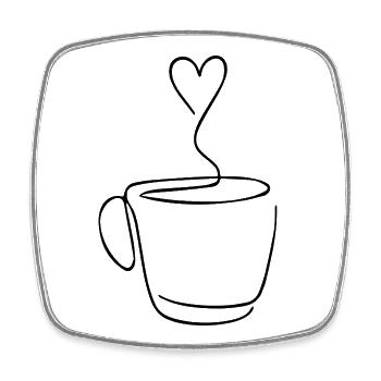 Coffee lovers draw coffee with a line - Square fridge magnet - white - Front