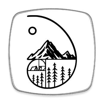 Mountain Camping Nature Minimalist - Square fridge magnet - white - Front