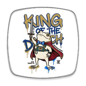Frog King Ditch D20 RPG Amphibian Knight Art - Square fridge magnet - white - Front