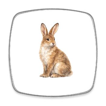 Watercolor Rabbit Motif - Square fridge magnet - white - Front
