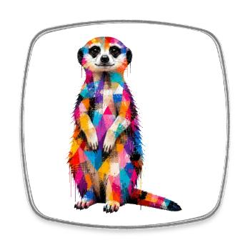 Colorful meerkat with splashes of color - Square fridge magnet - white - Front