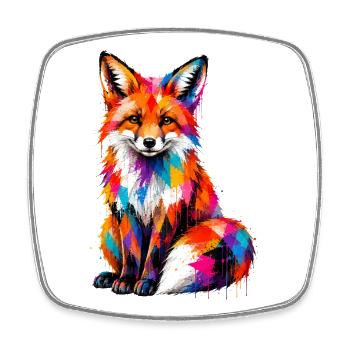 Colorful fox with splashes of color - Square fridge magnet - white - Front