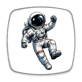 Imprimé de bandes dessinées rétro d’astronautes - Magnet carré - blanc - Devant