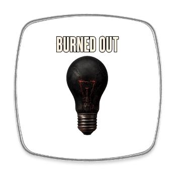 Burned Out – Broken Lightbulb - Square fridge magnet - white - Front