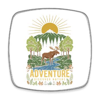 Nature Adventure: Mountains and River - Square fridge magnet - white - Front