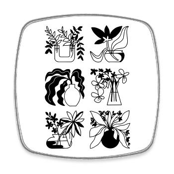 Flower vases - Square fridge magnet - white - Front
