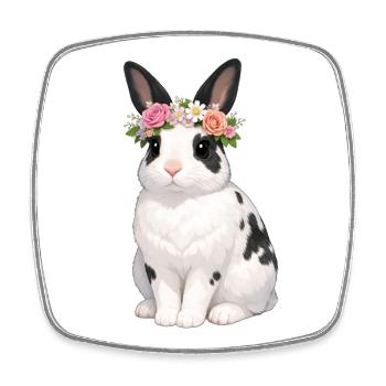Lapin escargot anglais - Magnet carré - blanc - Devant