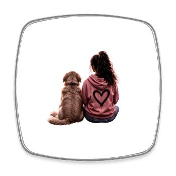 Fille avec Goldie - Magnet carré - blanc - Devant