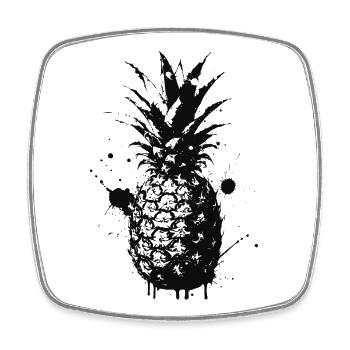 Pineapple Spray Black - Square fridge magnet - white - Front