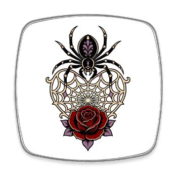 Black Widow Spiderweb Heart Rose - Square fridge magnet - white - Front