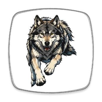 Wolf Illustration - Square fridge magnet - white - Front