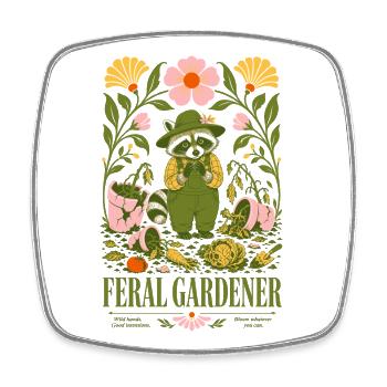 Jardinage biologique Feral Gardener - Magnet carré - blanc - Devant
