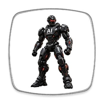 AI-Modified Mech Warrior - Square fridge magnet - white - Front