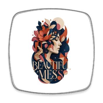 Beautiful Mess – Modern Art Collage - Square fridge magnet - white - Front