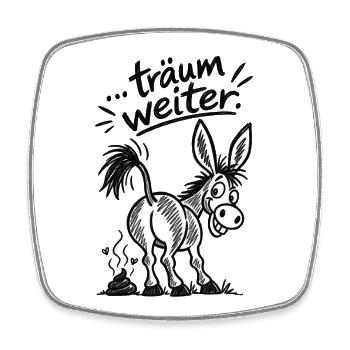 Goldesel Cartoon - Viereckiger Kühlschrankmagnet - Weiß - Vorne