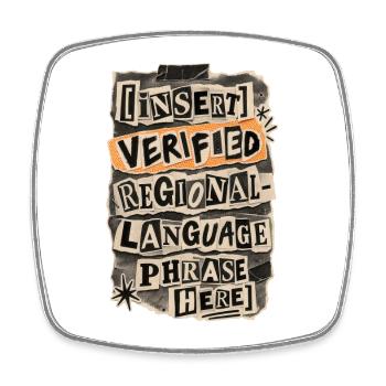 Typographic Collage Regional Phrases - Square fridge magnet - white - Front