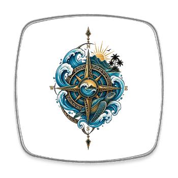 Boussole Polynésienne - Esprit Océan & Voyage - Magnet carré - blanc - Devant