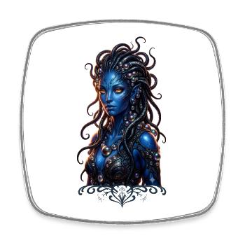 Blue Goddess of Luminous Tentacles - Square fridge magnet - white - Front