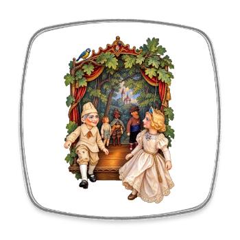 Dolls on strings - Square fridge magnet - white - Front