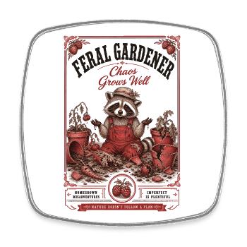 Le jardinier sauvage du chaos pousse bien Jardinage - Magnet carré - blanc - Devant
