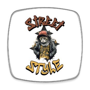 Cat Streetstyle Hip Hop Rap Cool - Magnet carré - blanc - Devant