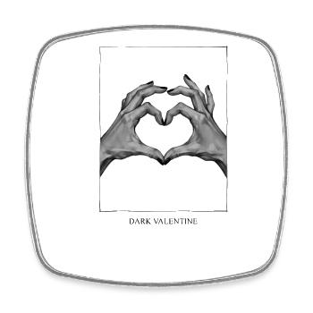 Main en cœur noir et blanc – Dark Valentine - Magnet carré - blanc - Devant