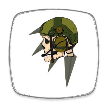 Conception du casque de soldat en forme de crâne avec casque - Magnet carré - blanc - Devant