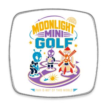 Mondschein Minigolf mit Aliens - Magnet carré - blanc - Devant