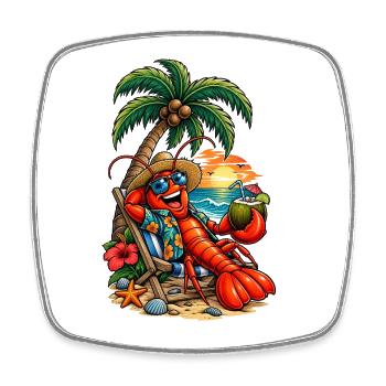 Homard hawaïen sur la plage - Magnet carré - blanc - Devant