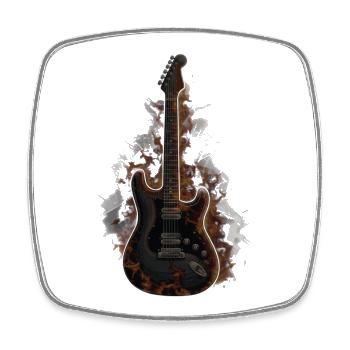 Burning Guitar – Chemise Dark Rock - Magnet carré - blanc - Devant