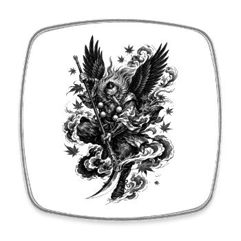 Tengu japonais dans le style de tatouage Irezumi - Magnet carré - blanc - Devant