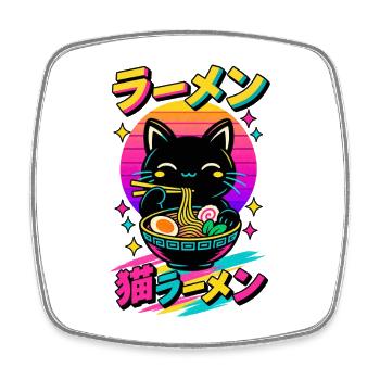 Kawaii Katzen Ramen Anime - Viereckiger Kühlschrankmagnet - Weiß - Vorne