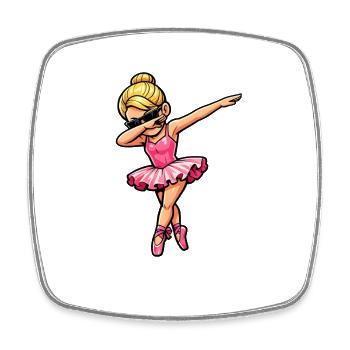 Dabping de ballerine blonde dans un style comique - Magnet carré - blanc - Devant