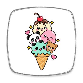 Glaces kawaii  - Magnet carré - blanc - Devant