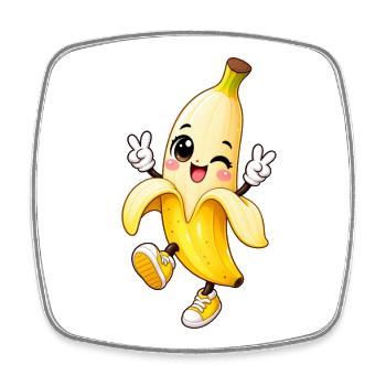 Ambiance de dessin animé de Banane Clignante - Magnet carré - blanc - Devant