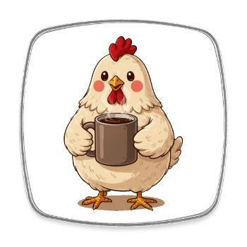 Café au poulet mignon – Poulet ferme douillet avec du Kaff - Magnet carré - blanc - Devant