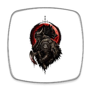 Seigneur de guerre viking loup-garou - Magnet carré - blanc - Devant