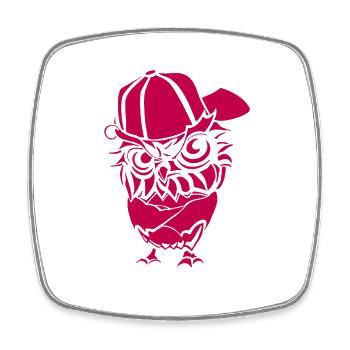 Hip Hopper Owl - Magnet carré - blanc - Devant