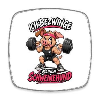 Ich Bezwinge Meinen Schweinehund - Viereckiger Kühlschrankmagnet - Weiß - Vorne