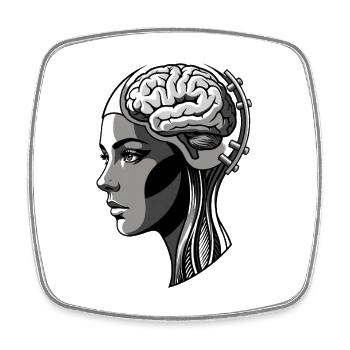 Profil de tête avec un réseau cybernétique cérébral - Magnet carré - blanc - Devant