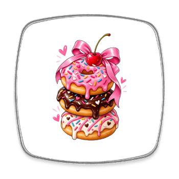 Ruban de pile de beignets Kawaii - Magnet carré - blanc - Devant