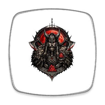 Emblème du guerrier viking cornu - Magnet carré - blanc - Devant