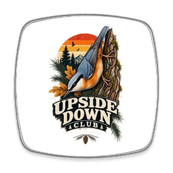 Kleiber Upside Down Club Natur-Badge Vintage  - Viereckiger Kühlschrankmagnet - Weiß - Vorne