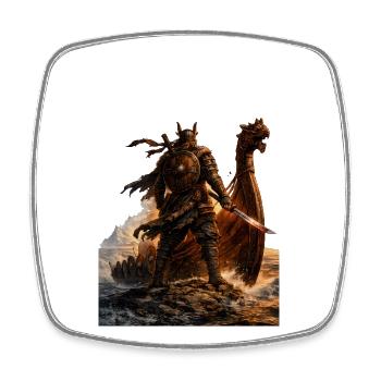 Guerrier de la Mer Dragonné - Magnet carré - blanc - Devant