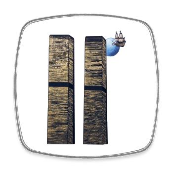 The two Towers - Square fridge magnet - white - Front