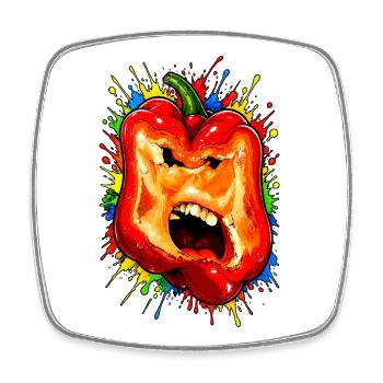 Pepper Cartoon - Square fridge magnet - white - Front