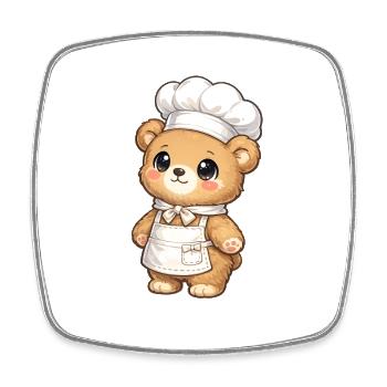 Illustration du chef de l’ours et du chef - Magnet carré - blanc - Devant
