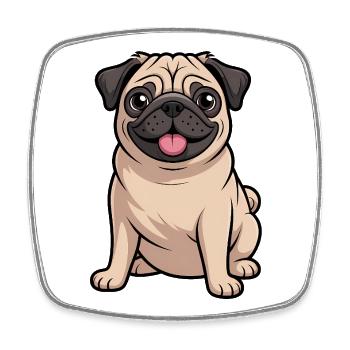 Cartoon Pug Dog Lover - Square fridge magnet - white - Front